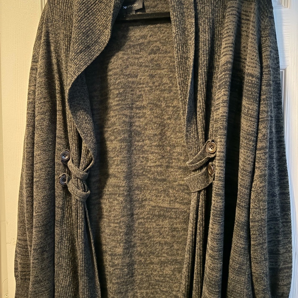 AB Studio Heather Gray Cardigan Sweater